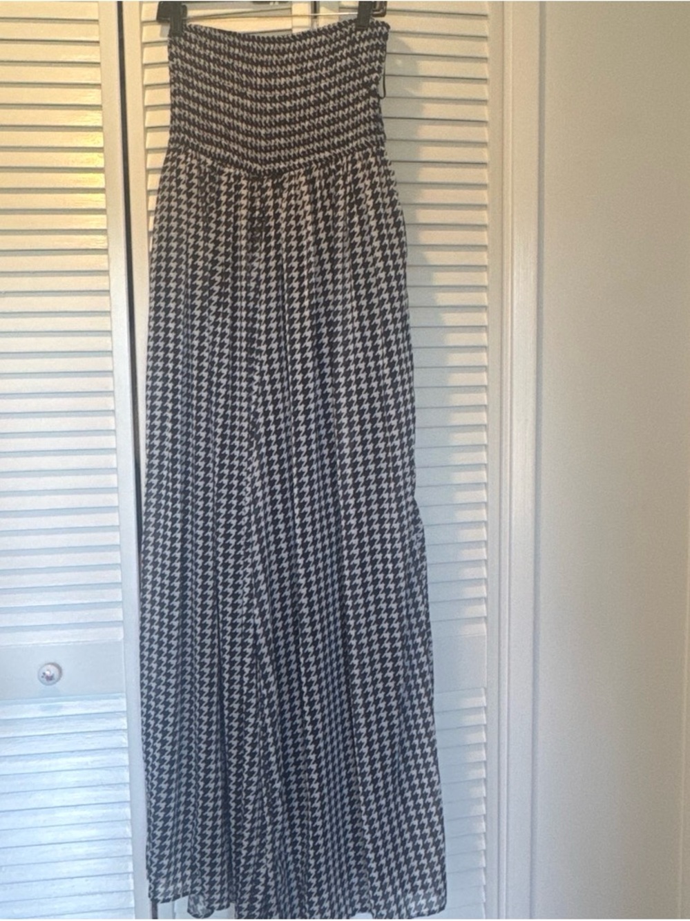 Black & White Houndstooth strapless jumper - Women's Flowing jumper